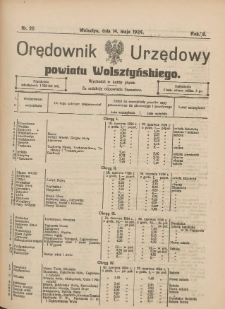 Orędownik Urzędowy Powiatu Wolsztyńskiego: za redakcję odpowiada Starostwo 1924.05.14 R.2 Nr20