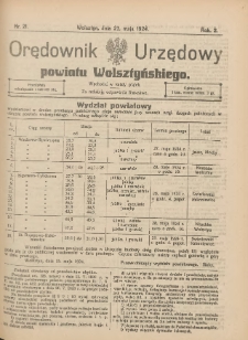 Orędownik Urzędowy Powiatu Wolsztyńskiego: za redakcję odpowiada Starostwo 1924.05.23 R.2 Nr21