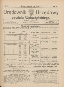 Orędownik Urzędowy Powiatu Wolsztyńskiego: za redakcję odpowiada Starostwo 1924.05.28 R.2 Nr22