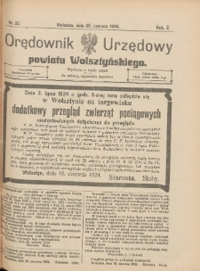 Orędownik Urzędowy Powiatu Wolsztyńskiego: za redakcję odpowiada Starostwo 1924.06.25 R.2 Nr25