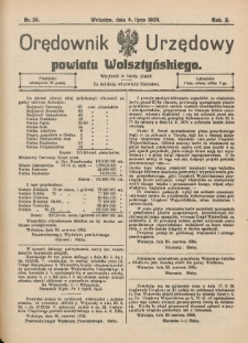Orędownik Urzędowy Powiatu Wolsztyńskiego: za redakcję odpowiada Starostwo 1924.07.04 R.2 Nr26