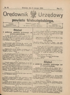 Orędownik Urzędowy Powiatu Wolsztyńskiego: za redakcję odpowiada Starostwo 1924.08.06 R.2 Nr34