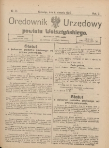 Orędownik Urzędowy Powiatu Wolsztyńskiego: za redakcję odpowiada Starostwo 1924.08.08 R.2 Nr35