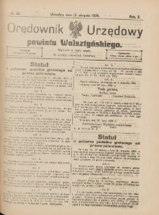 Orędownik Urzędowy Powiatu Wolsztyńskiego: za redakcję odpowiada Starostwo 1924.08.13 R.2 Nr36