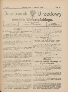 Orędownik Urzędowy Powiatu Wolsztyńskiego: za redakcję odpowiada Starostwo 1924.08.22 R.2 Nr38