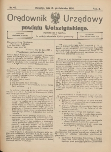 Orędownik Urzędowy Powiatu Wolsztyńskiego: za redakcję odpowiada Starostwo 1924.10.18 R.2 Nr46