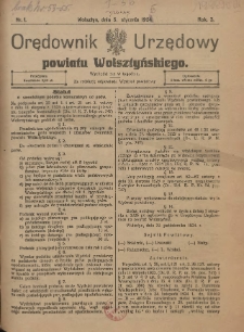 Orędownik Urzędowy Powiatu Wolsztyńskiego: za redakcję odpowiada Starostwo 1925.01.05 R.3 Nr1