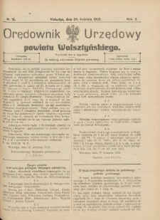 Orędownik Urzędowy Powiatu Wolsztyńskiego: za redakcję odpowiada Starostwo 1925.04.24 R.3 Nr16