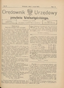 Orędownik Urzędowy Powiatu Wolsztyńskiego: za redakcję odpowiada Starostwo 1925.05.01 R.3 Nr17
