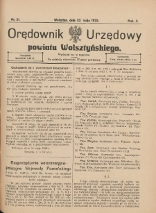 Orędownik Urzędowy Powiatu Wolsztyńskiego: za redakcję odpowiada Starostwo 1925.05.23 R.3 Nr21