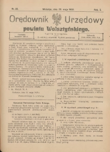 Orędownik Urzędowy Powiatu Wolsztyńskiego: za redakcję odpowiada Starostwo 1925.05.28 R.3 Nr22