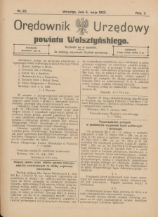 Orędownik Urzędowy Powiatu Wolsztyńskiego: za redakcję odpowiada Starostwo 1925.05.06 R.3 Nr23