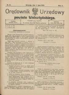 Orędownik Urzędowy Powiatu Wolsztyńskiego: za redakcję odpowiada Starostwo 1925.07.04 R.3 Nr27