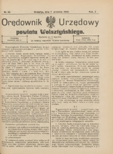 Orędownik Urzędowy Powiatu Wolsztyńskiego: za redakcję odpowiada Starostwo 1925.09.07 R.3 Nr36