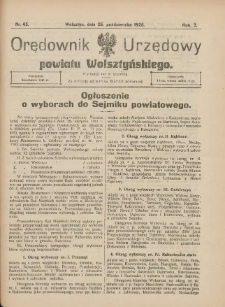 Orędownik Urzędowy Powiatu Wolsztyńskiego: za redakcję odpowiada Starostwo 1925.10.26 R.3 Nr43