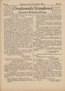 Orędownik Urzędowy Powiatu Wolsztyńskiego 1935.04.13 R.5 Nr15