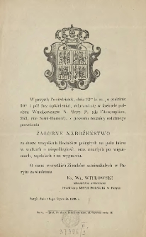 [Zawiadomienie Inc.:] " W przyszły Poniedziałek, dnia 23go b.m., o godzinie 10ej i p&oacute;ł ..."