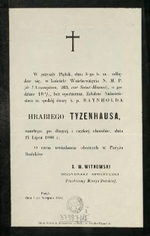 [Zawiadomienie Inc.:] " W przyszły Piątek, dnia 3-go b. m., odbędzie się w kościele Wniebowzięcia N.M.P. ..."