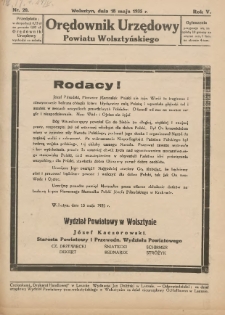 Orędownik Urzędowy Powiatu Wolsztyńskiego 1935.05.18 R.5 Nr20