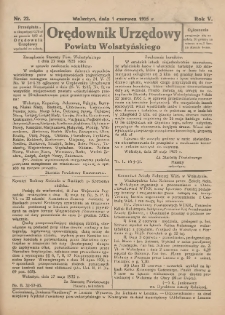 Orędownik Urzędowy Powiatu Wolsztyńskiego 1935.06.01 R.5 Nr22