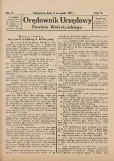 Orędownik Urzędowy Powiatu Wolsztyńskiego 1935.08.03 R.5 Nr31
