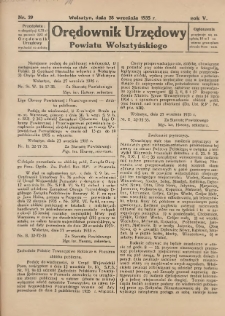 Orędownik Urzędowy Powiatu Wolsztyńskiego 1935.09.28 R.5 Nr39