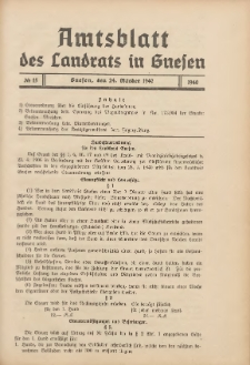 Amtsblatt des Landrats in Gnesen 1940.10.24 Nr15