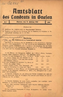 Amtsblatt des Landrats in Gnesen 1942.02.14 Nr1