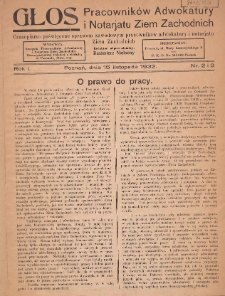 Głos Pracownik&oacute;w Adwokatury i Notarjatu Ziem Zachodnich: czasopismo poświęcone sprawom zawodowym pracownik&oacute;w adwokatury i notarjatu Ziem Zachodnich 1932.11.15 R.1 Nr2