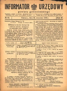 Informator Urzędowy Powiatu Gnieźnieńskiego 1938.09.24 R.87 Nr65