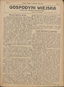 Gospodyni Wiejska: dodatek do „Poradnika Gospodarskiego” 1916.04.04 R.1 Nr2