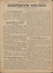 Gospodyni Wiejska: dodatek do „Poradnika Gospodarskiego” 1916.04.14 R.1 Nr3