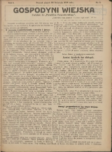 Gospodyni Wiejska: dodatek do „Poradnika Gospodarskiego” 1916.04.28 R.1 Nr5