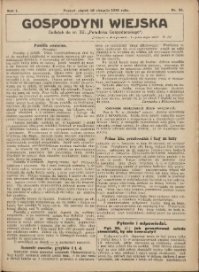 Gospodyni Wiejska: dodatek do nr.32 „Poradnika Gospodarskiego” 1916.08.18 R.1 Nr21