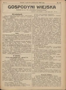 Gospodyni Wiejska: dodatek do nr.42 „Poradnika Gospodarskiego” 1916.10.20 R.1 Nr30