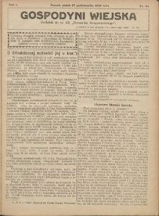 Gospodyni Wiejska: dodatek do nr.43 „Poradnika Gospodarskiego” 1916.10.27 R.1 Nr31
