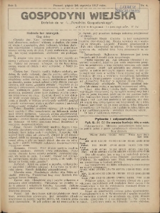 Gospodyni Wiejska: dodatek do nr.4. „Poradnika Gospodarskiego” 1917.01.26 R.2 Nr4