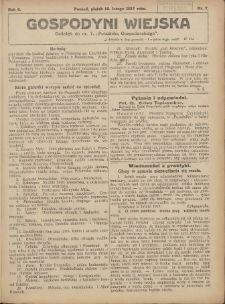 Gospodyni Wiejska: dodatek do nr.6. „Poradnika Gospodarskiego” 1917.02.09 R.2 Nr6