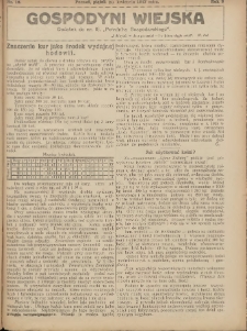 Gospodyni Wiejska: dodatek do nr.16. „Poradnika Gospodarskiego” 1917.04.20 R.2 Nr16