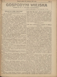 Gospodyni Wiejska: dodatek do nr.17. „Poradnika Gospodarskiego” 1917.04.27 R.2 Nr17