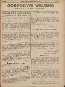 Gospodyni Wiejska: dodatek do nr.33. „Poradnika Gospodarskiego” 1917.08.18 R.2 Nr33