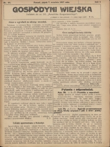 Gospodyni Wiejska: dodatek do nr.36. „Poradnika Gospodarskiego” 1917.09.07 R.2 Nr36