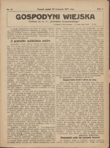 Gospodyni Wiejska: dodatek do nr.47. „Poradnika Gospodarskiego” 1917.11.23 R.2 Nr47