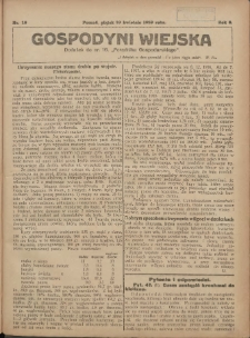Gospodyni Wiejska: dodatek do nr.16. „Poradnika Gospodarskiego” 1918.04.19 R.3 Nr16