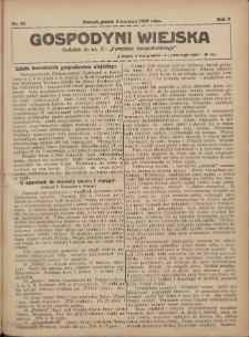 Gospodyni Wiejska: dodatek do nr.31. „Poradnika Gospodarskiego” 1918.08.02 R.3 Nr31