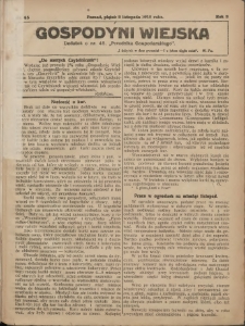 Gospodyni Wiejska: dodatek do nr.45. „Poradnika Gospodarskiego” 1918.11.08 R.3 Nr45