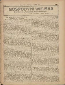 Gospodyni Wiejska: dodatek do „Poradnika Gospodarskiego” 1919.01.03 R.4 Nr1