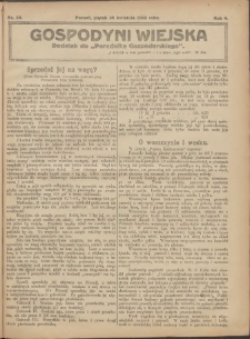 Gospodyni Wiejska: dodatek do „Poradnika Gospodarskiego” 1919.04.18 R.4 Nr16