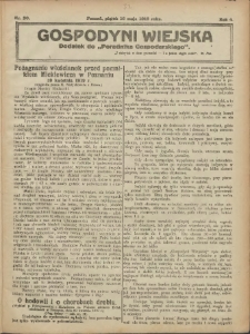 Gospodyni Wiejska: dodatek do „Poradnika Gospodarskiego” 1919.05.16 R.4 Nr20