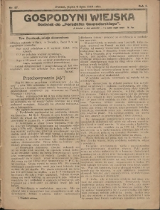 Gospodyni Wiejska: dodatek do „Poradnika Gospodarskiego” 1919.07.04 R.4 Nr27